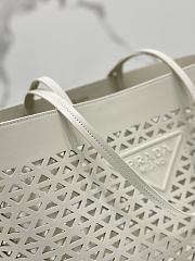 Prada Logo Perforated Leather Tote Bag White 1BG503 - 32x29x13cm - 3