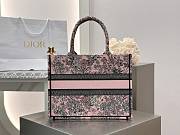 Dior Lucky Medium Dior Book Tote Pink Multicolor Dior Flowers Calendar Allover Embroidery - 36x27.5x16.5cm - 3