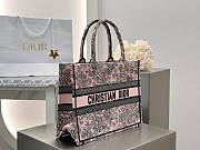 Dior Lucky Medium Dior Book Tote Pink Multicolor Dior Flowers Calendar Allover Embroidery - 36x27.5x16.5cm - 2