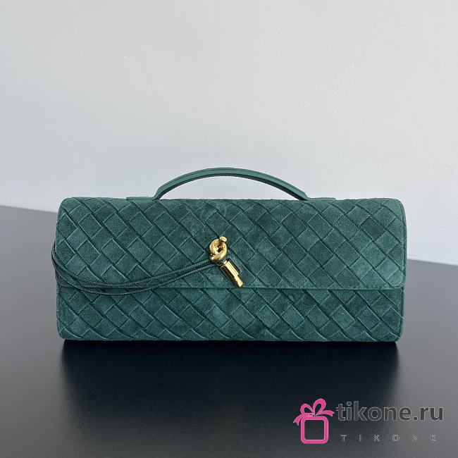 Bottega Veneta Andiamo Clutch Green Suede - 31x13x3cm - 1