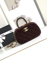 Chanel Mini Bowling Bag Velvet Calfskin & Gold Tone Metal Dark Brown - 20x11.5x8.5cm - 1