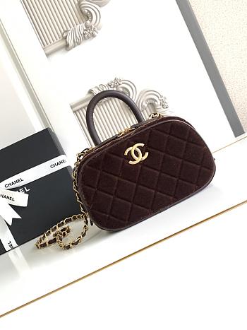 Chanel Mini Bowling Bag Velvet Calfskin & Gold Tone Metal Dark Brown - 20x11.5x8.5cm