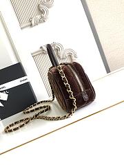 Chanel Mini Bowling Bag Velvet Calfskin & Gold Tone Metal Dark Brown - 20x11.5x8.5cm - 2
