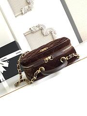 Chanel Mini Bowling Bag Velvet Calfskin & Gold Tone Metal Dark Brown - 20x11.5x8.5cm - 3