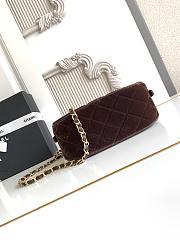 Chanel Mini Bowling Bag Velvet Calfskin & Gold Tone Metal Dark Brown - 20x11.5x8.5cm - 6