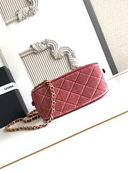 Chanel Mini Bowling Bag Velvet Calfskin & Gold Tone Metal Burgundy - 20x11.5x8.5cm - 6