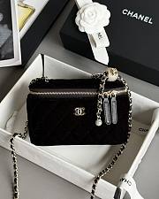 Chanel Small Vanity with Chain Velvet Strass & Gold Tone Metal Black - 17x8x9.5cm - 1