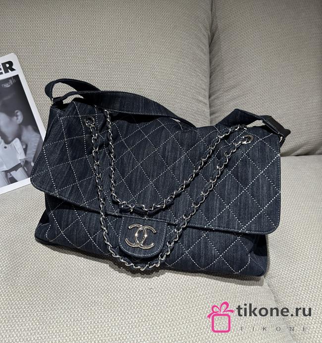 Chanel Larrge Vintage Denim Quilted Black - 40x30x11cm - 1