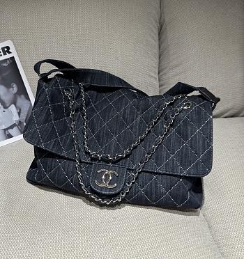 Chanel Larrge Vintage Denim Quilted Black - 40x30x11cm