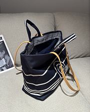 Chanel CC Shopping Tote Logo Stripes Dark Blue Brown Strap Bag - 38x29x15cm - 5