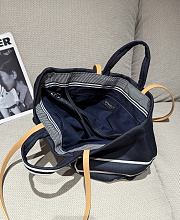 Chanel CC Shopping Tote Logo Stripes Dark Blue Brown Strap Bag - 38x29x15cm - 3