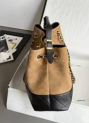 Chanel Small Tote Suede Calfskin Shiny Lambskin & Gold-Tone Metal Beige & Black - 36x24x14cm - 6