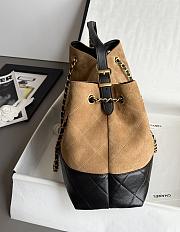 Chanel Small Tote Suede Calfskin Shiny Lambskin & Gold-Tone Metal Beige & Black - 36x24x14cm - 5