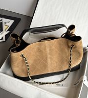 Chanel Small Tote Suede Calfskin Shiny Lambskin & Gold-Tone Metal Beige & Black - 36x24x14cm - 3