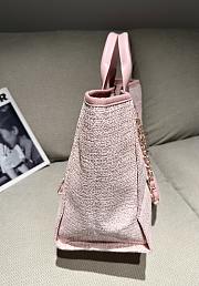 Chanel Deauville Shopping Bag Canvas & Gold Tone Metal Pink - 39x24x17cm - 5