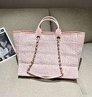 Chanel Deauville Shopping Bag Canvas & Gold Tone Metal Pink - 39x24x17cm - 3