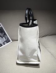 Chanel Deauville Shopping Bag Canvas & Gold Tone Metal White Black - 39x24x17cm - 5