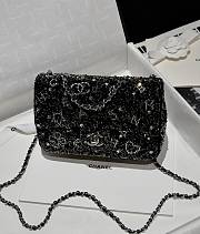 Chanel Flap Bag Sequins & Silver Tone Metal Black - 20x10x7cm - 5