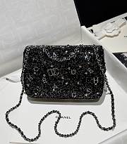 Chanel Flap Bag Sequins & Silver Tone Metal Black - 20x10x7cm - 4
