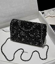 Chanel Flap Bag Sequins & Silver Tone Metal Black - 20x10x7cm - 3