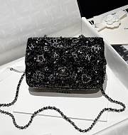 Chanel Flap Bag Sequins & Silver Tone Metal Black - 20x10x7cm - 2