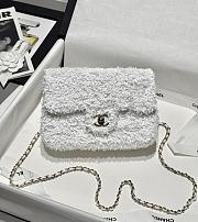 Chanel Flap Bag Quilted Sequins & Gold Tone Metal White - 20x10x7cm - 6