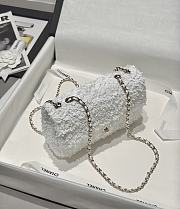Chanel Flap Bag Quilted Sequins & Gold Tone Metal White - 20x10x7cm - 5