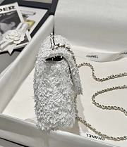 Chanel Flap Bag Quilted Sequins & Gold Tone Metal White - 20x10x7cm - 3