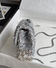 Chanel Flap Bag Quilted Sequins & Silver Tone Metal Silver - 20x10x7cm - 6