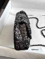 Chanel Flap Bag Quilted Sequins & Silver Tone Metal Black - 20x10x7cm - 2