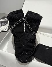 Chanel 22 Small Handbag Suede Calfskin Studs & Silver Tone Metal Black - 37x35x7cm - 3