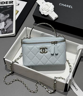 Chanel Vanity Coco Crush Top Handle Caviar Light Gold Light Blue - 17x9.5x8cm