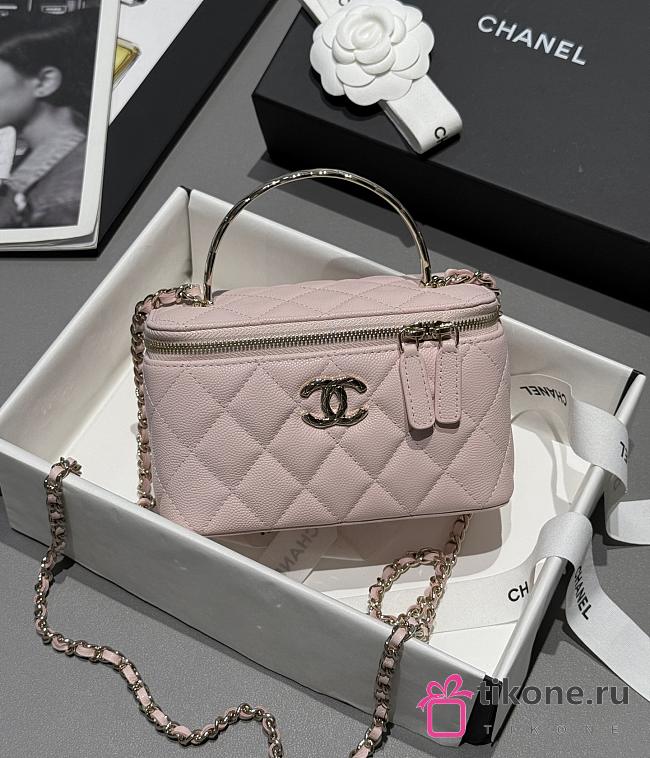Chanel Vanity Coco Crush Top Handle Caviar Light Gold Light Pink - 17x9.5x8cm - 1