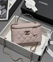 Chanel Vanity Coco Crush Top Handle Caviar Light Gold Light Pink - 17x9.5x8cm - 1
