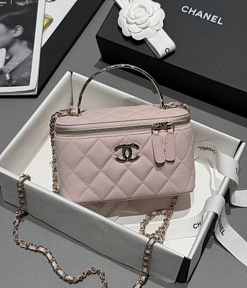Chanel Vanity Coco Crush Top Handle Caviar Light Gold Light Pink - 17x9.5x8cm
