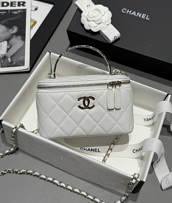 Chanel Vanity Coco Crush Top Handle Caviar Light Gold White - 17x9.5x8cm