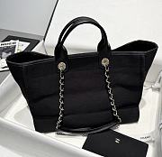 Chanel Deauville Shopping Bag Canvas & Gold Tone Metal Black - 39x24x17cm - 2