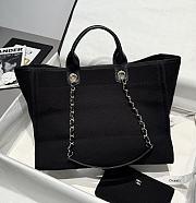 Chanel Deauville Shopping Bag Canvas & Gold Tone Metal Black - 39x24x17cm - 4