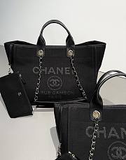 Chanel Deauville Shopping Bag Canvas & Gold Tone Metal Black - 39x24x17cm - 1
