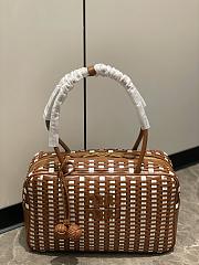 Miumiu Beau Leather Bag Cognac/White 5BB172 - 30x17x8.5cm - 6