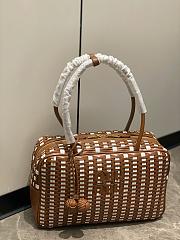 Miumiu Beau Leather Bag Cognac/White 5BB172 - 30x17x8.5cm - 5