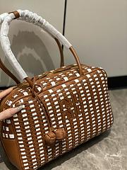 Miumiu Beau Leather Bag Cognac/White 5BB172 - 30x17x8.5cm - 3