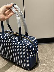 Miumiu Beau Leather Bag Bright Blue/White 5BB172 - 30x17x8.5cm - 6
