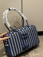 Miumiu Beau Leather Bag Bright Blue/White 5BB172 - 30x17x8.5cm - 5