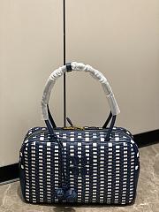 Miumiu Beau Leather Bag Bright Blue/White 5BB172 - 30x17x8.5cm - 4