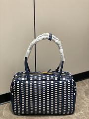 Miumiu Beau Leather Bag Bright Blue/White 5BB172 - 30x17x8.5cm - 3
