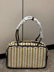 Miumiu Beau Leather Bag Maple/Sunny Yellow/Chalk White 5BB172 - 30x17x8.5cm - 5