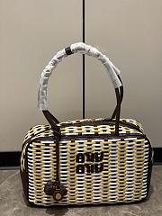 Miumiu Beau Leather Bag Maple/Sunny Yellow/Chalk White 5BB172 - 30x17x8.5cm - 2