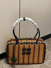 Miumiu Beau Leather Bag Black/Cognac/Ochre 5BB172 - 30x17x8.5cm - 4