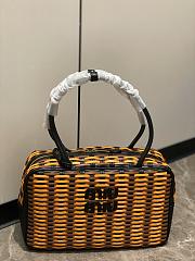 Miumiu Beau Leather Bag Black/Cognac/Ochre 5BB172 - 30x17x8.5cm - 3